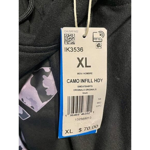 Men’s Adidas Camo 2XL Hoodie Sweatshirt  IK3536 Black Infill NEW - Picture 4 of 4